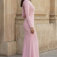 Pink Mermaid Bateau Long Backless Formal Dress