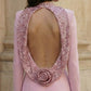 Pink Mermaid Bateau Long Backless Formal Dress