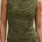 2 Piece Olive Sheath Round Neck Ruched Maxi Formal Dress