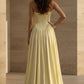Yellow A-Line Spaghetti Straps Long Formal Dress