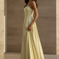 Yellow A-Line Spaghetti Straps Long Formal Dress