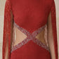 Red Sheath Round Neck Knee Length Prom Dress with Cape