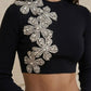 2 Piece Black Sheath High Neck Ankle Length Formal Dress with Rhinestone