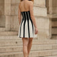 Black and White A-Line Halter Mini Homecoming Dress