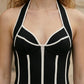 Black and White A-Line Halter Mini Homecoming Dress