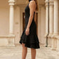 Black A Line Halter Knee Length Prom Dress With Ruffles
