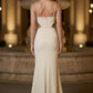 Apricot Mermaid Spaghetti Straps Long Formal Dress with Cut Out