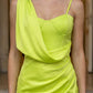 Lemon Green Sheath Asymmetrical Ankle-Length Prom Dress with Slit