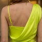 Lemon Green Sheath Asymmetrical Ankle-Length Prom Dress with Slit
