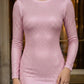 Pink Bodycon Round Neck Mini Prom Dress with Rhinestone