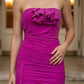Purple Bodycon Strapless Mini Prom Dress with Side Cape