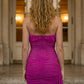 Purple Bodycon Strapless Mini Prom Dress with Side Cape