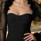 Black Bodycon Sweetheart Neck Midi Formal Dress with Feathers