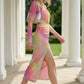 Rainbow Sheath One-Shoulder Ankle Length Prom Dress with Cut Out