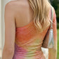 Rainbow Sheath One-Shoulder Ankle Length Prom Dress with Cut Out