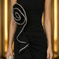 Black Bodycon Square Neck Mini Homecoming Dress with 3D Flower