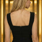 Black Bodycon Square Neck Mini Homecoming Dress with 3D Flower