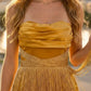 Gold Sheath Strapless Mini Prom Dress with Fringes