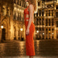 Red Bodycon Halter Cut Out Long Prom Dress