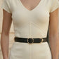 White Bodycon V Neck Midi  Formal Dress with Belt