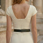 White Bodycon V Neck Midi  Formal Dress with Belt