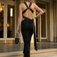 Black Sheath Halter Long Prom Dress with Cutout