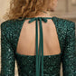 Sparkly Emerald Green Bodycon Halter Corset Mini Homecoming Dress