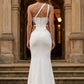 White Mermaid One-Shoulder Long Formal Dress With Cutout