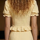Yellow Bodycon Square Neck Midi Formal Dress With Ruffles