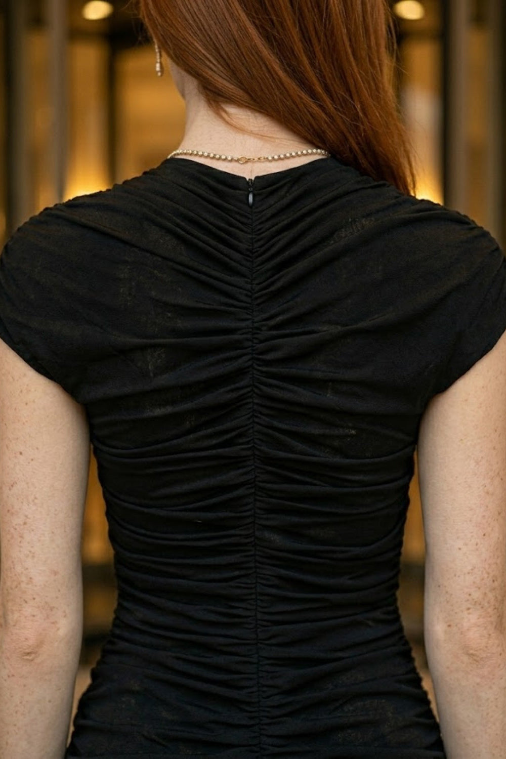 Black Sheath Round Neck Keyhole Long Formal Dress