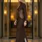Brown Corset Sheath High Neck Long Prom Dress