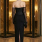 Black Corset One-Shoulder Sheath Long Prom Dress with Chain