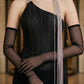 Black Corset One-Shoulder Sheath Long Prom Dress with Chain