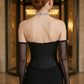 Black Corset One-Shoulder Sheath Long Prom Dress with Chain