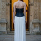 White Corset A Line Halter Long Prom Dress