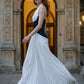 White Corset A Line Halter Long Prom Dress