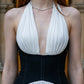 White Corset A Line Halter Long Prom Dress