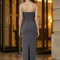 Grey Bodycon Off the Shoulder Long Formal Dress with Bow