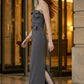 Grey Bodycon Off the Shoulder Long Formal Dress with Bow