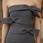 Grey Bodycon Off the Shoulder Long Formal Dress with Bow