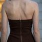 Brown Sheath Halter Long Prom Dress with Cutout
