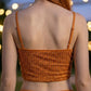 2 Piece Orange Sheath Spaghetti Straps Long Sequin Prom Dress