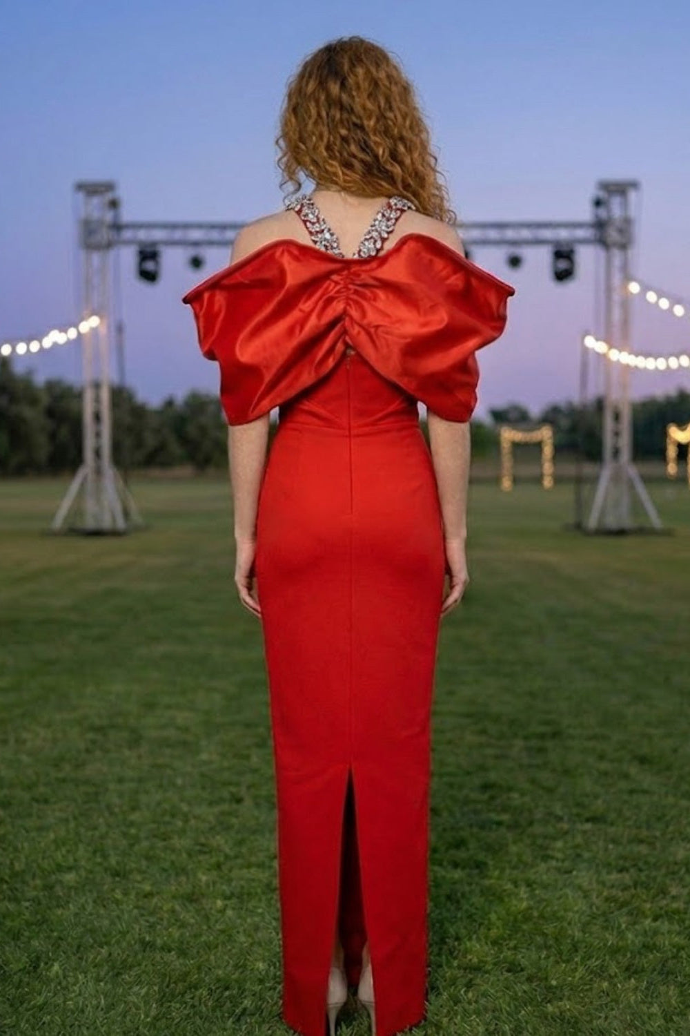 Red Halter Sheath Long Prom Dress
