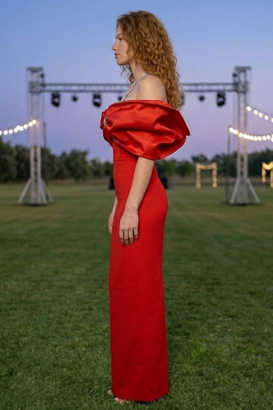 Red Halter Sheath Long Prom Dress
