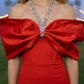 Red Halter Sheath Long Prom Dress