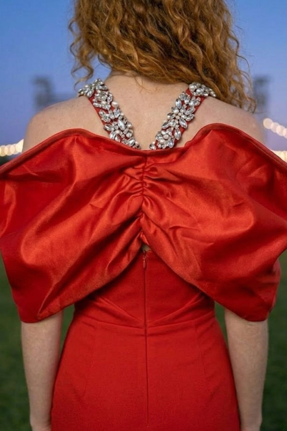 Red Halter Sheath Long Prom Dress