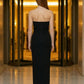 Black Sheath Strapless Long Prom Dress with Beading