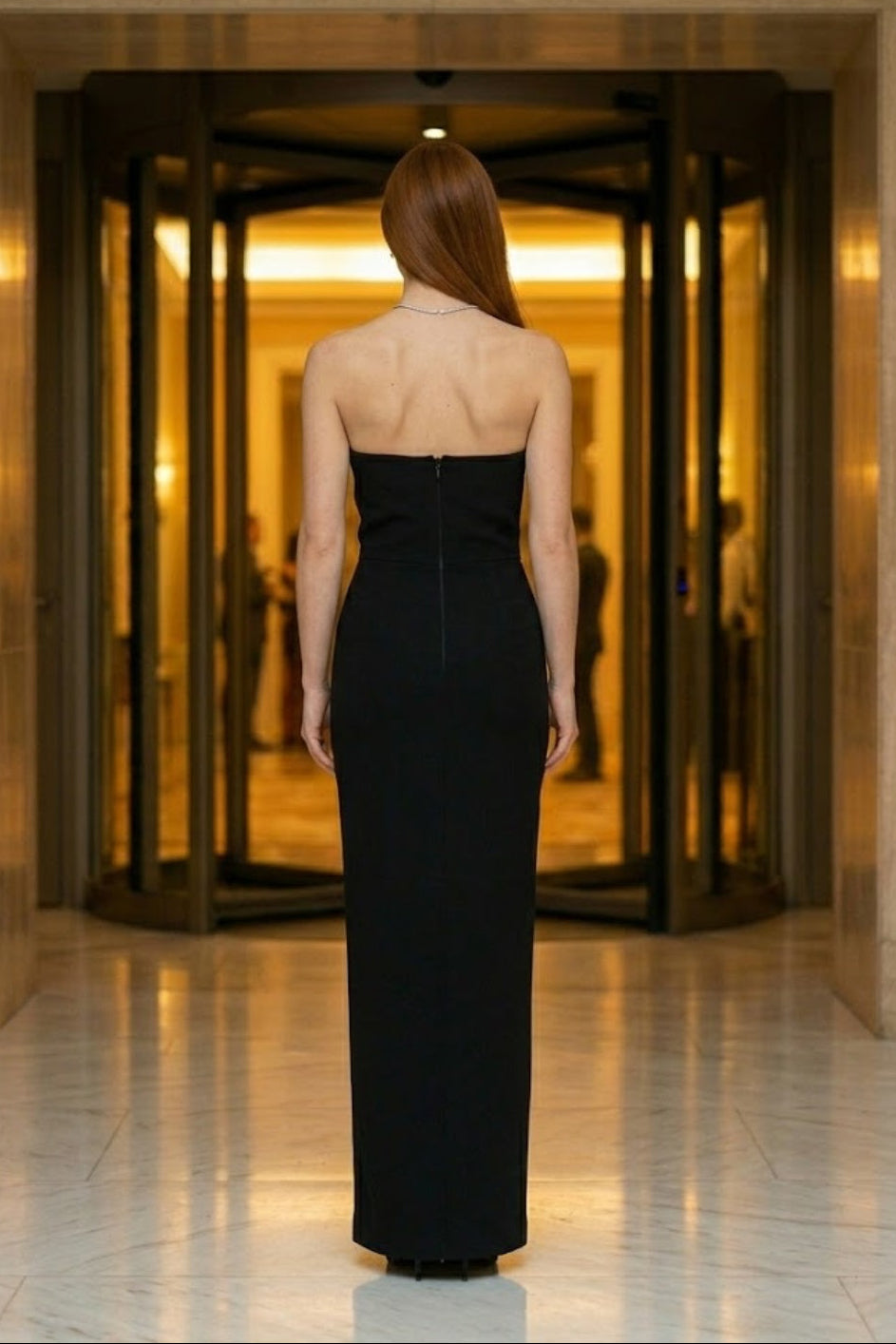 Black Sheath Strapless Long Prom Dress with Beading