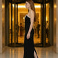 Black Sheath Strapless Long Prom Dress with Beading