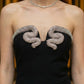 Black Sheath Strapless Long Prom Dress with Beading